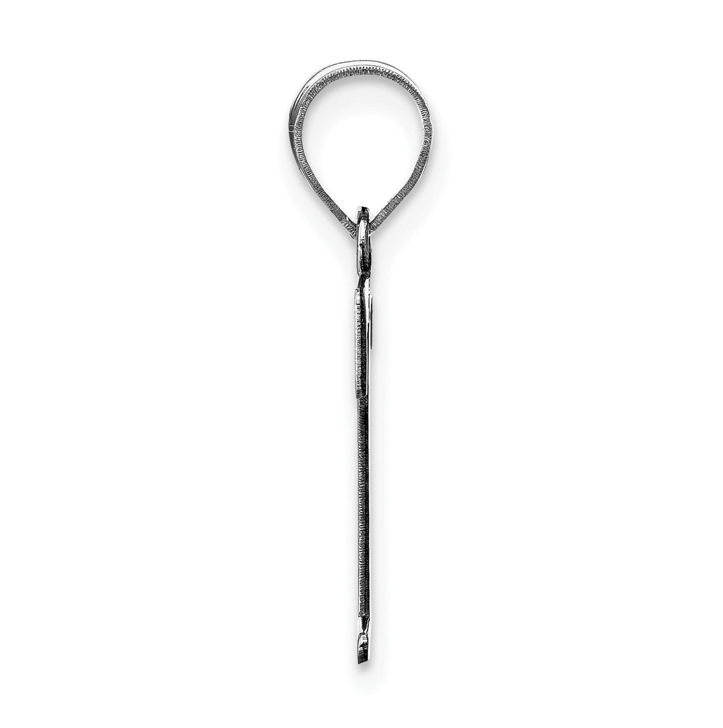 14K White Gold Polished Etched Letter T Initial Pendant