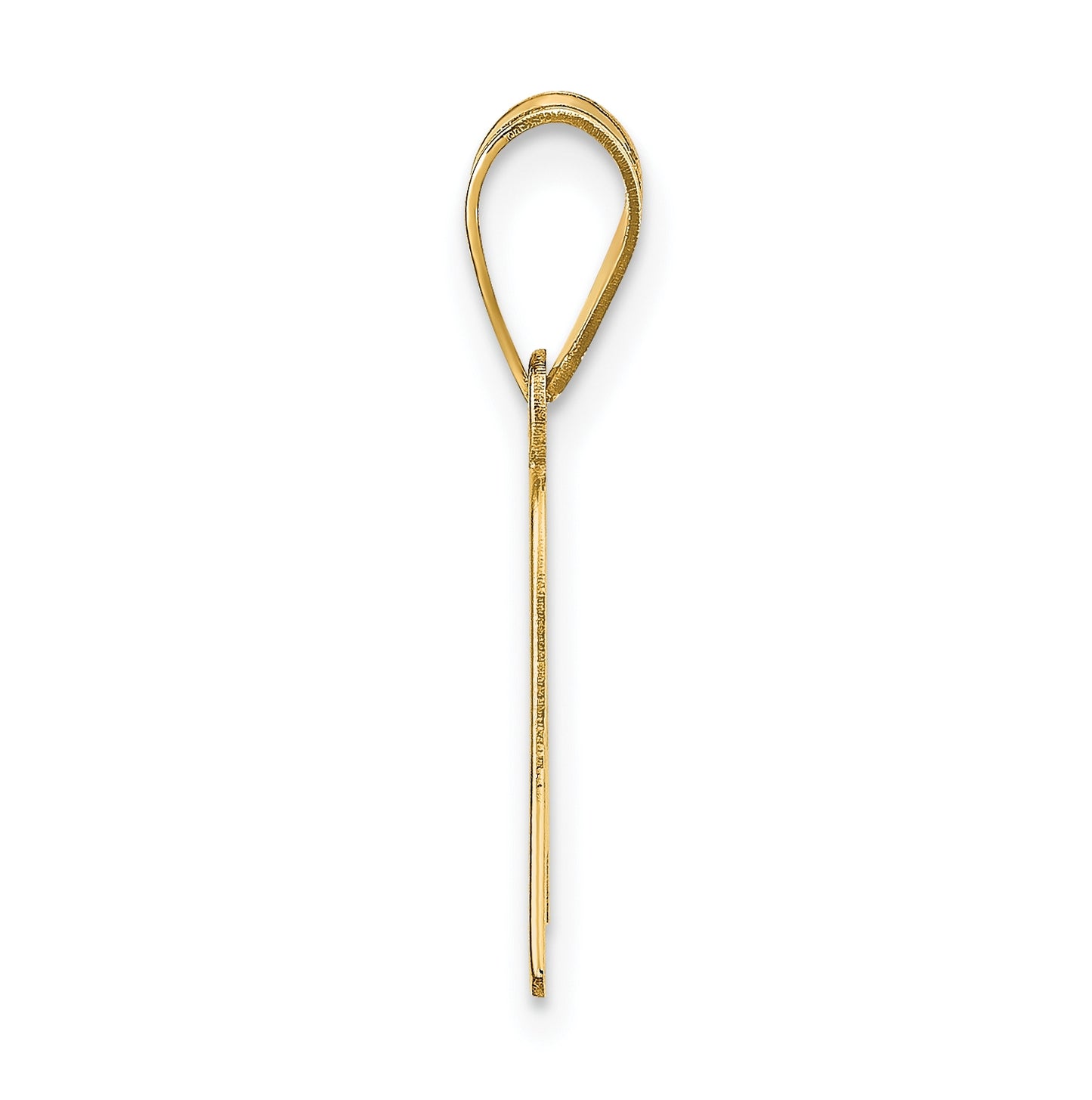 14K Yellow Gold Polished Script Letter A Initial Pendant