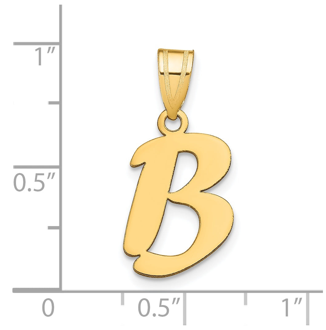 14K Yellow Gold Polished Script Letter B Initial Pendant