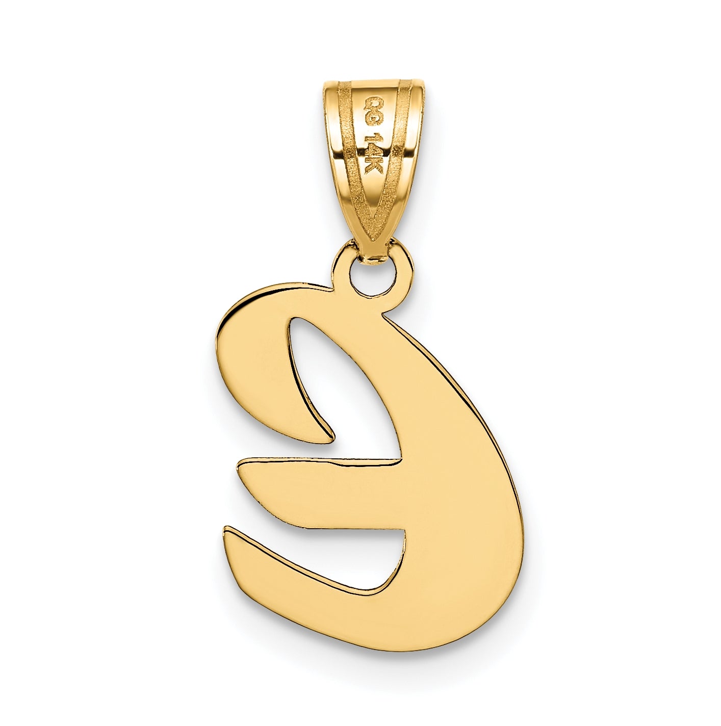 14K Yellow Gold Polished Script Letter E Initial Pendant