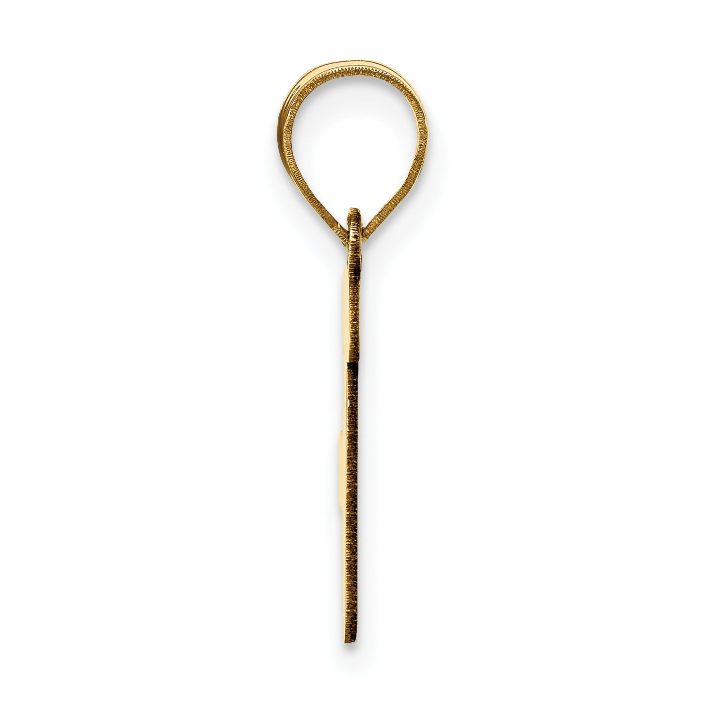 14K Yellow Gold Polished Script Letter F Initial Pendant