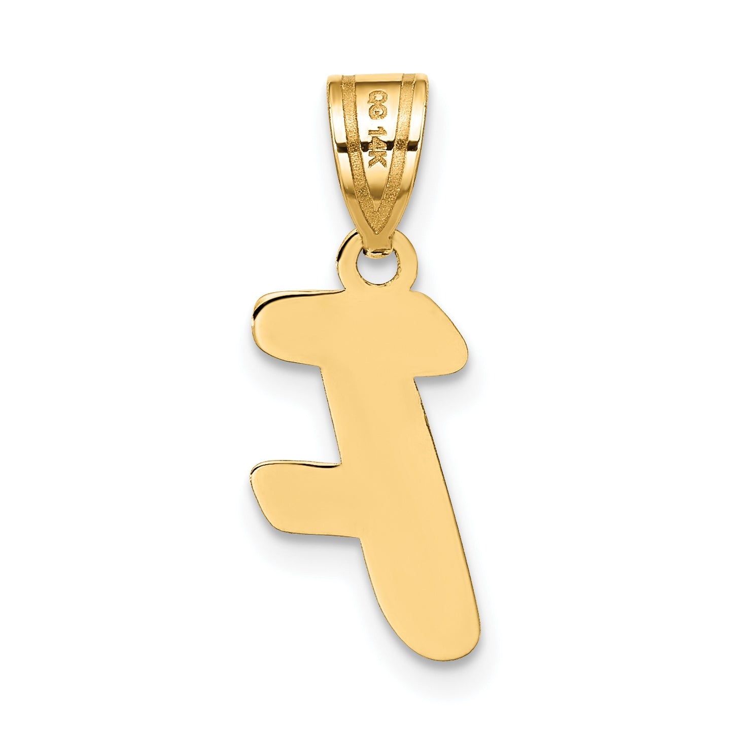14K Yellow Gold Polished Script Letter F Initial Pendant