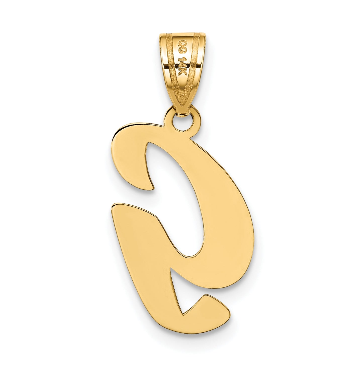 14K Yellow Gold Polished Script Letter G Initial Pendant