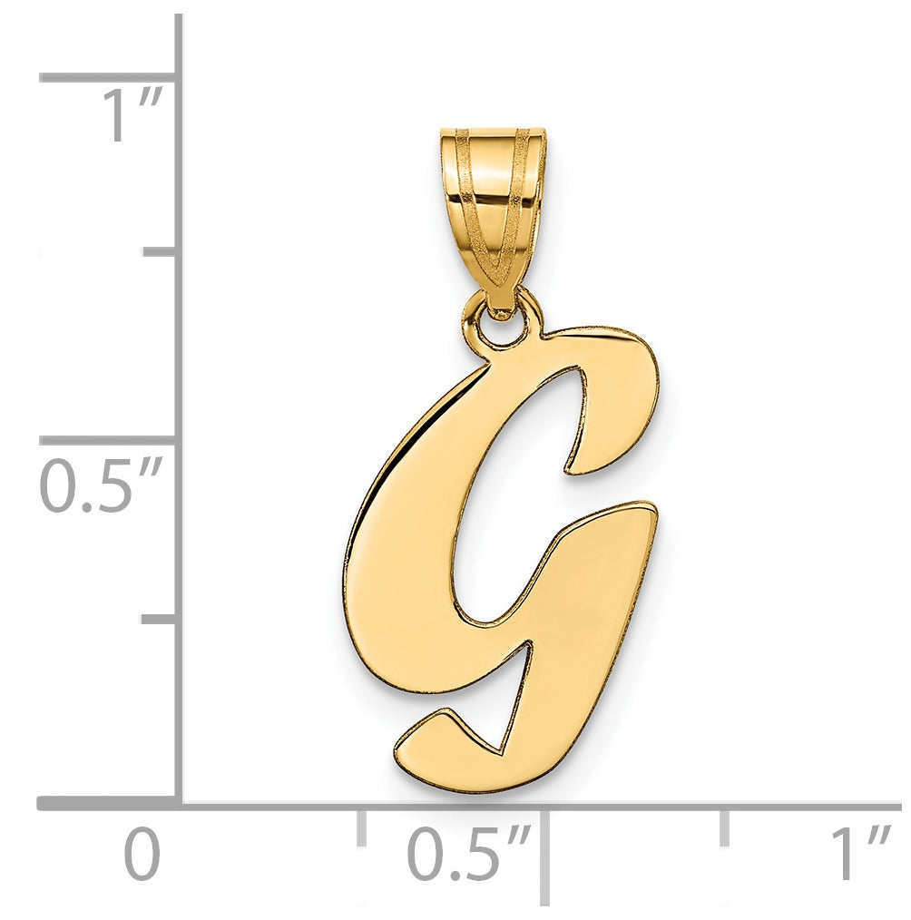 14K Yellow Gold Polished Script Letter G Initial Pendant
