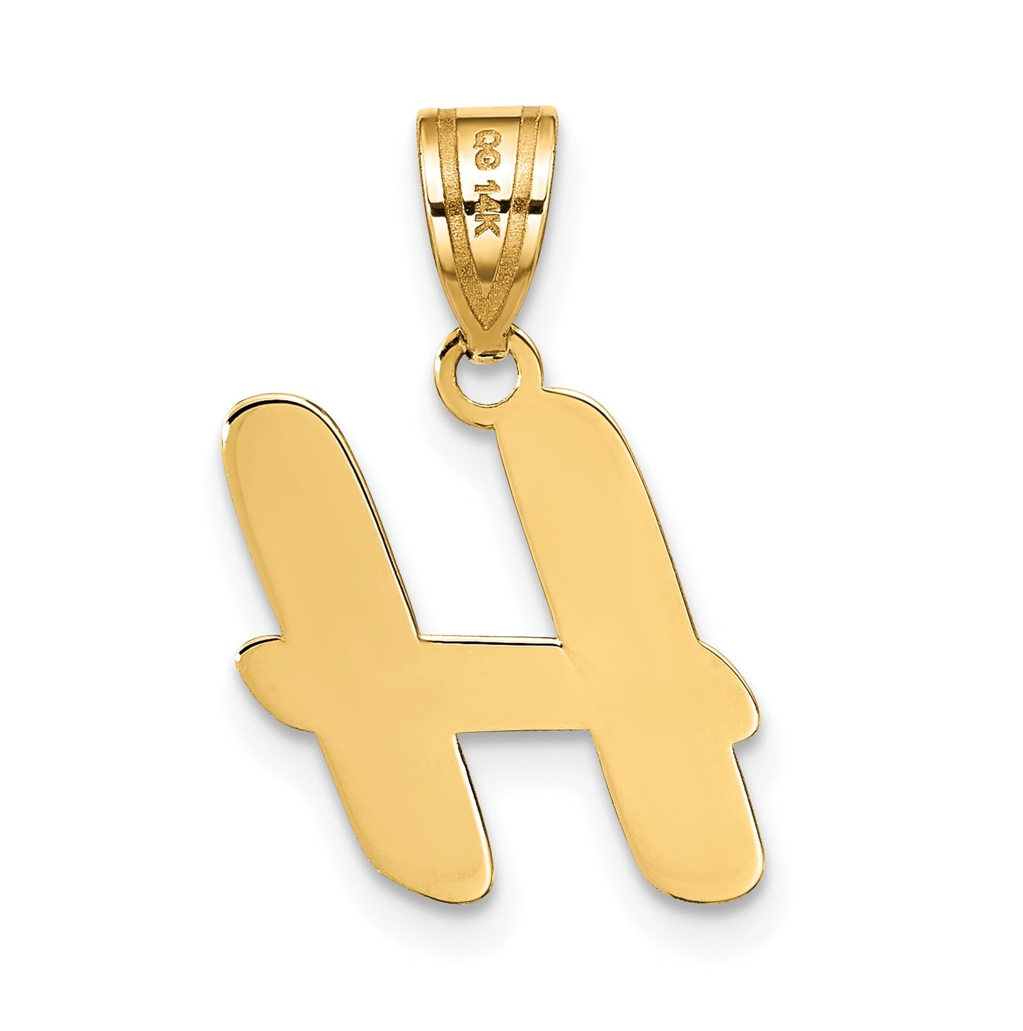 14K Yellow Gold Polished Script Letter H Initial Pendant