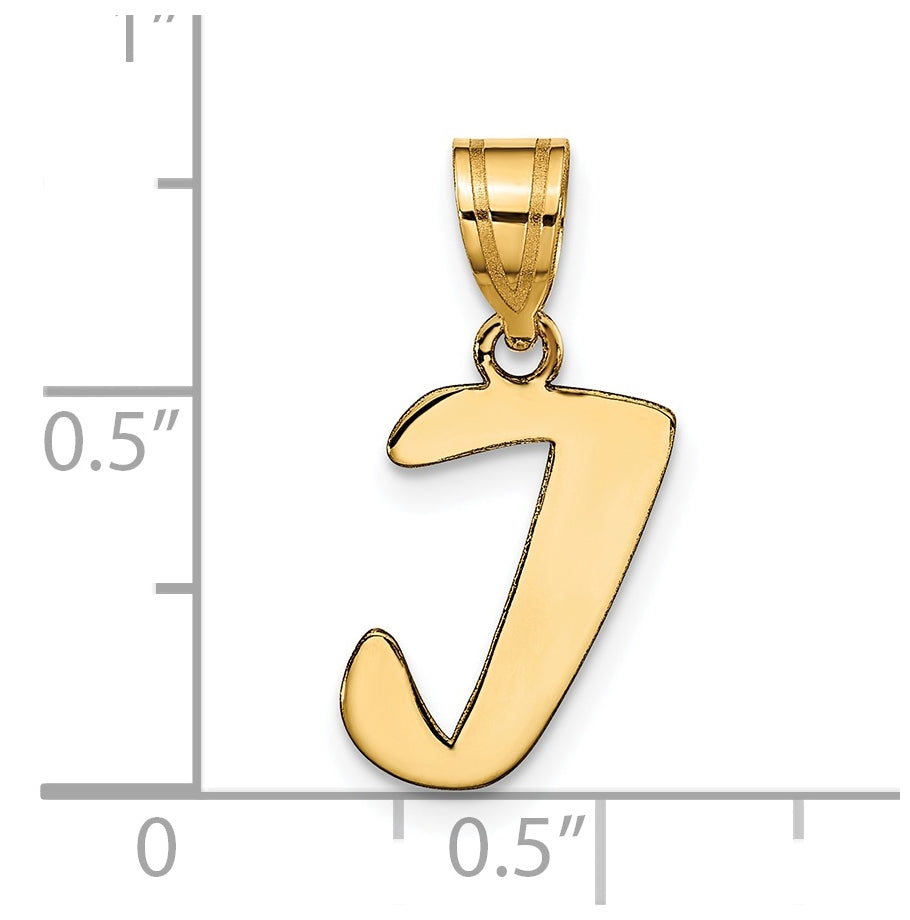 14K Yellow Gold Polished Script Letter I Initial Pendant