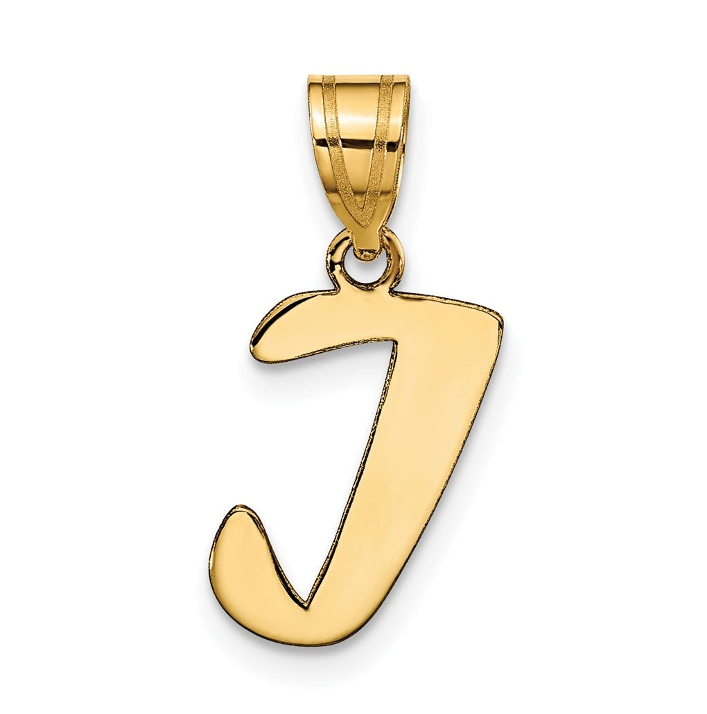 14K Yellow Gold Polished Script Letter I Initial Pendant