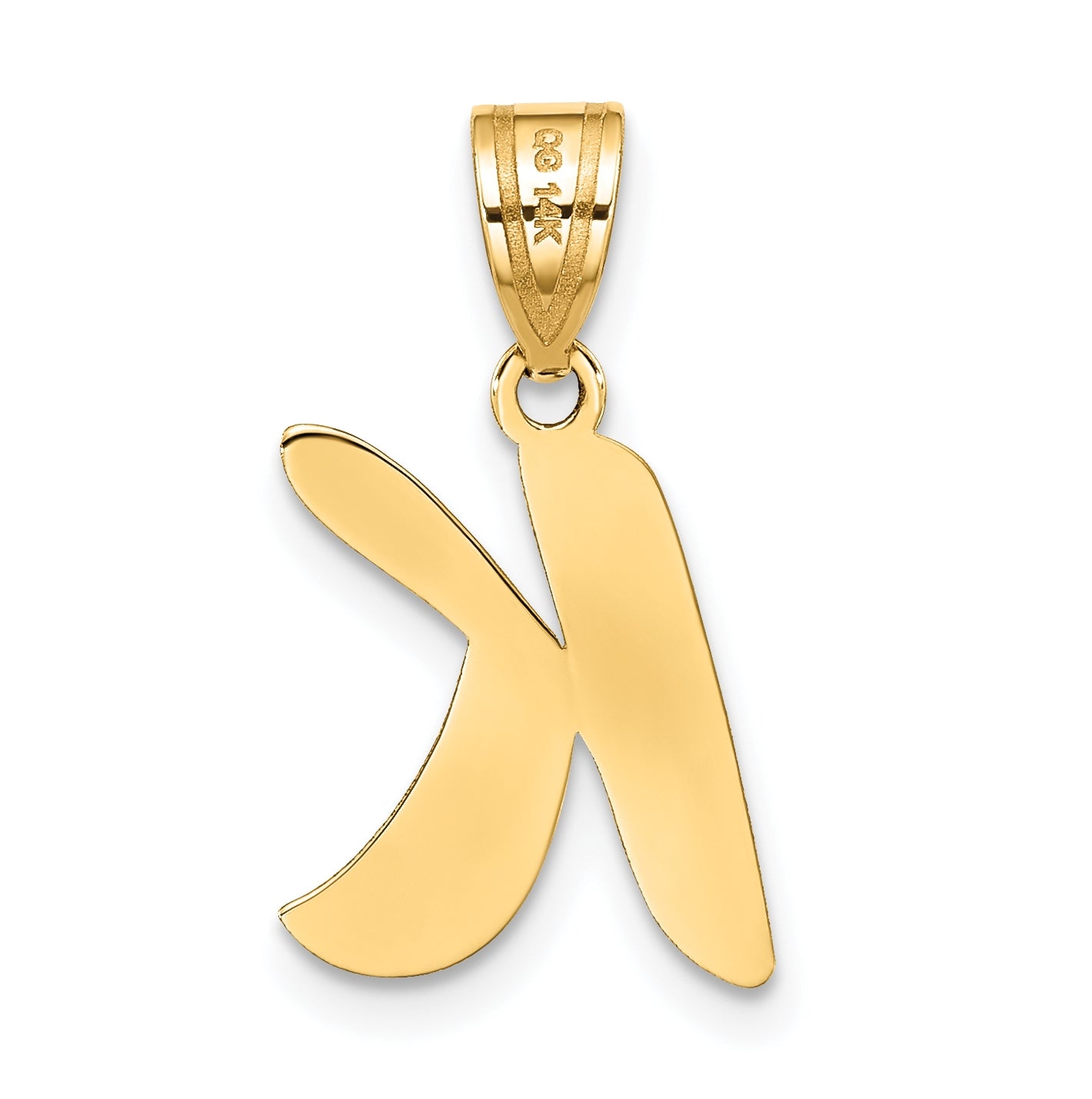 14K Yellow Gold Polished Script Letter K Initial Pendant