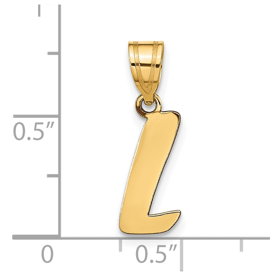 14K Yellow Gold Polished Script Letter L Initial Pendant