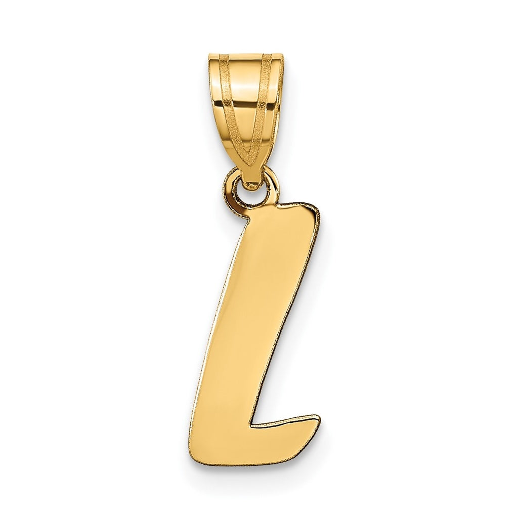 14K Yellow Gold Polished Script Letter L Initial Pendant