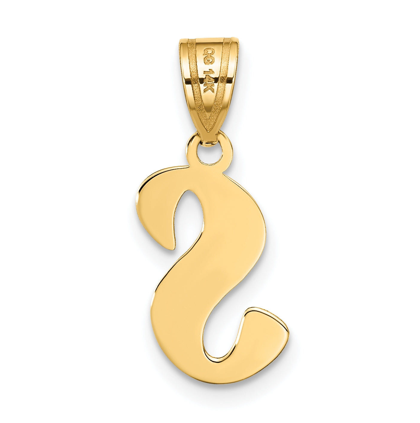 14K Yellow Gold Polished Script Letter S Initial Pendant