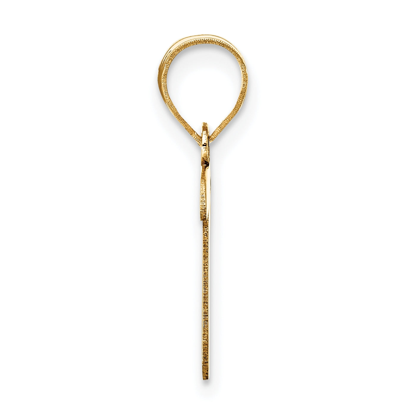 14K Yellow Gold Polished Script Letter T Initial Pendant