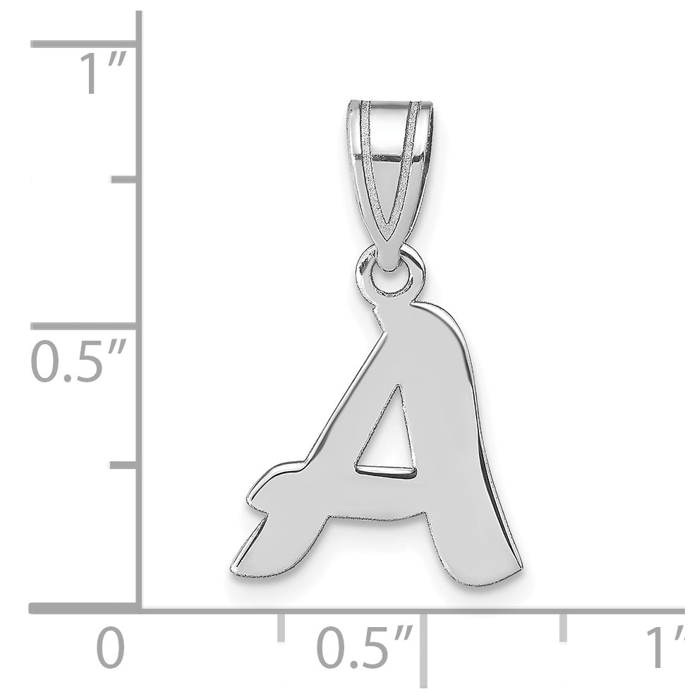 14K White Gold Polished Script Letter A Initial Pendant
