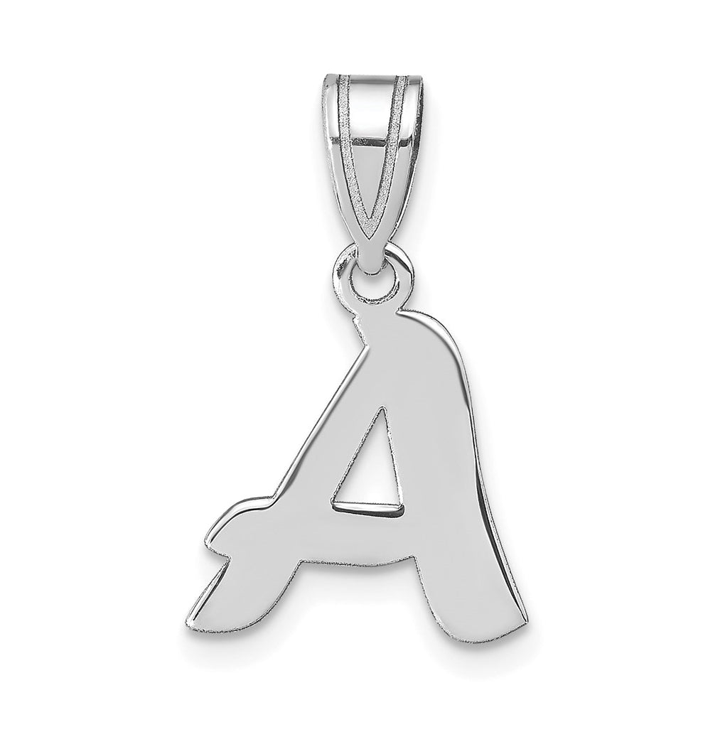 14K White Gold Polished Script Letter A Initial Pendant