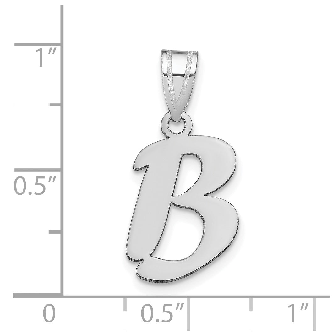 14K White Gold Polished Script Letter B Initial Pendant