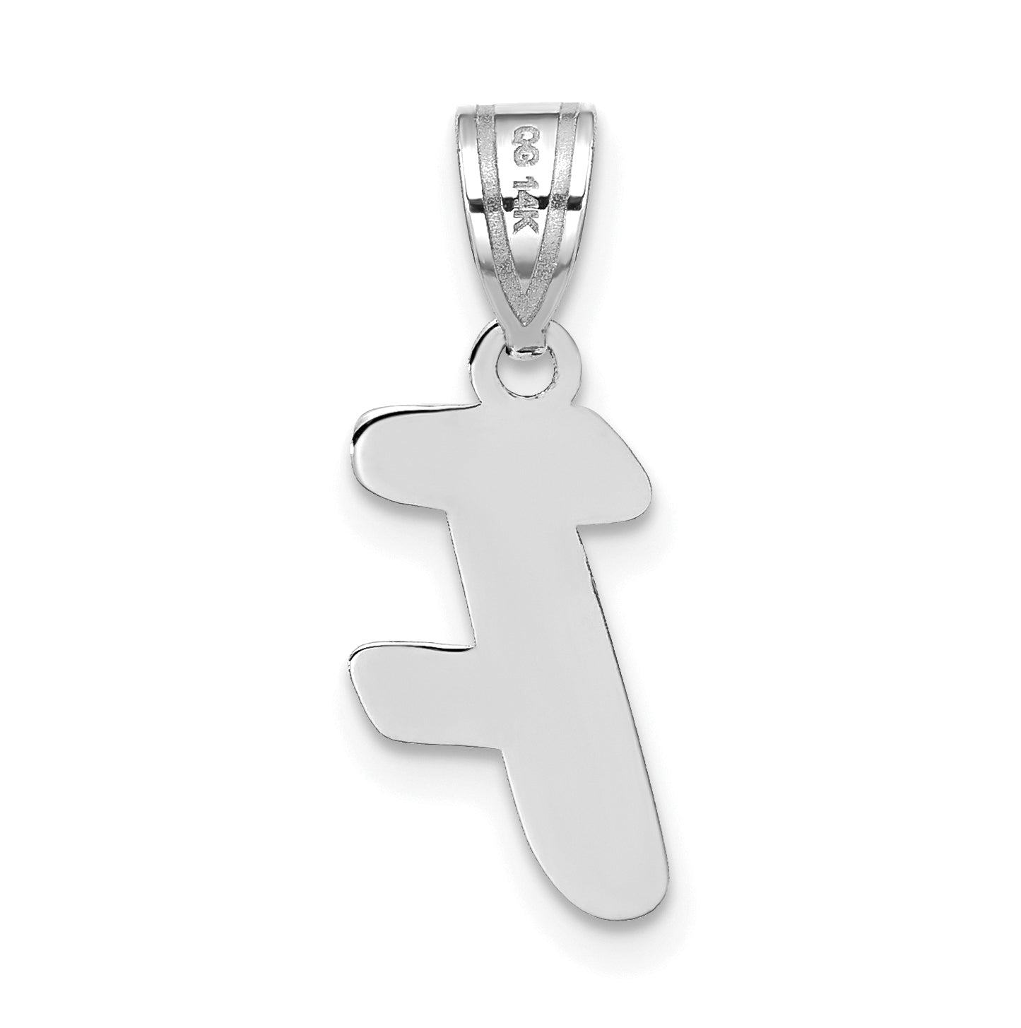 14K White Gold Polished Script Letter F Initial Pendant