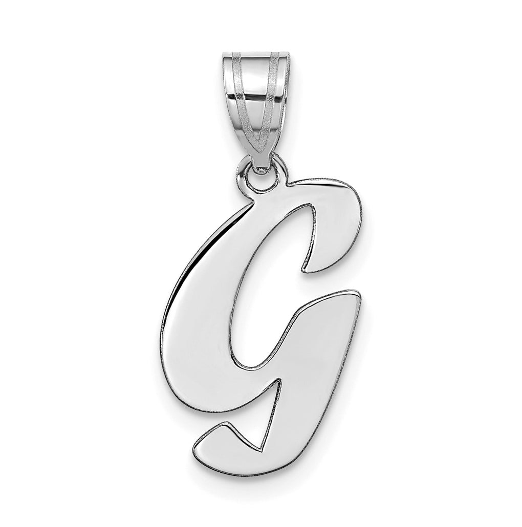14K White Gold Polished Script Letter G Initial Pendant