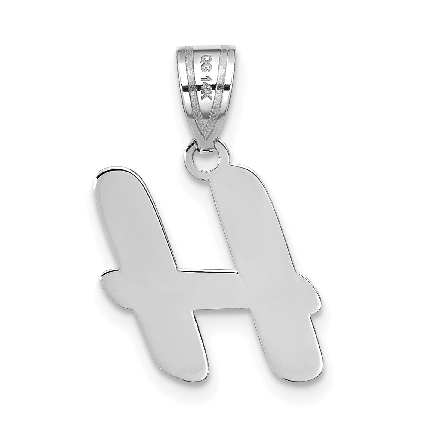 14K White Gold Polished Script Letter H Initial Pendant