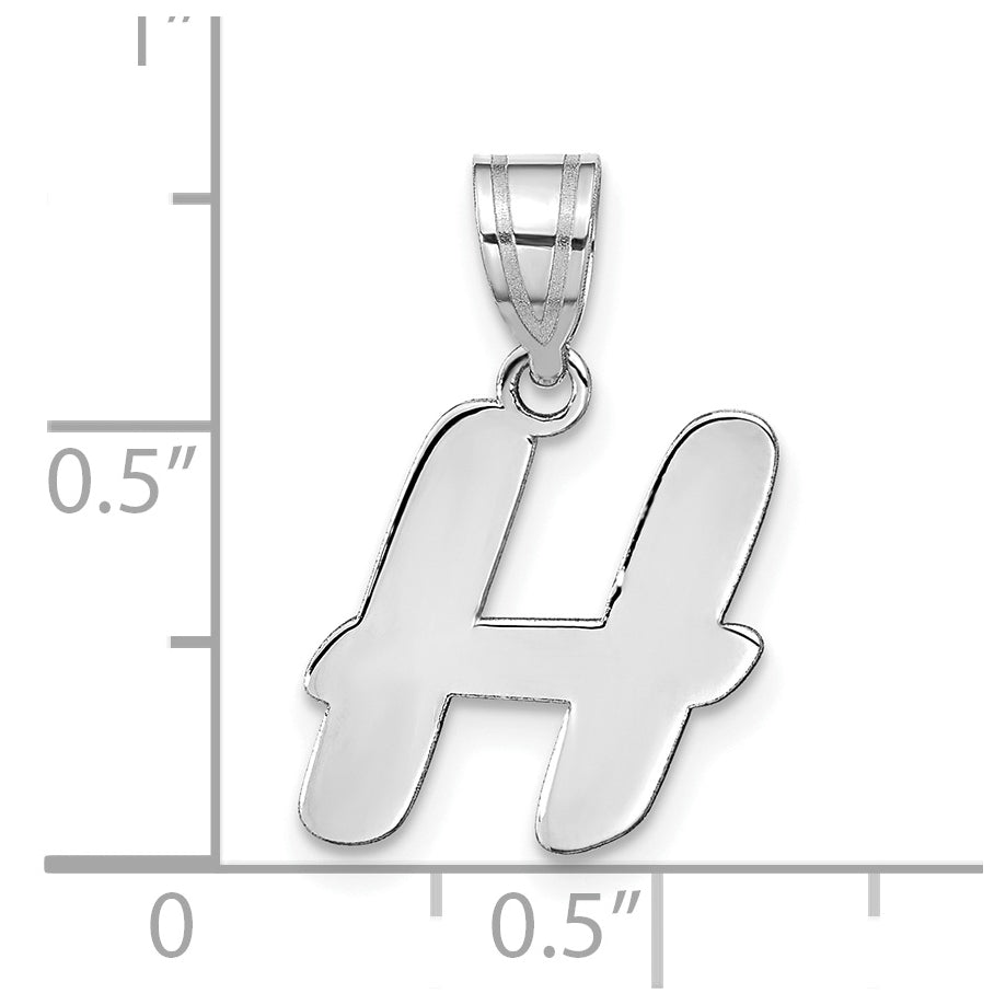 14K White Gold Polished Script Letter H Initial Pendant