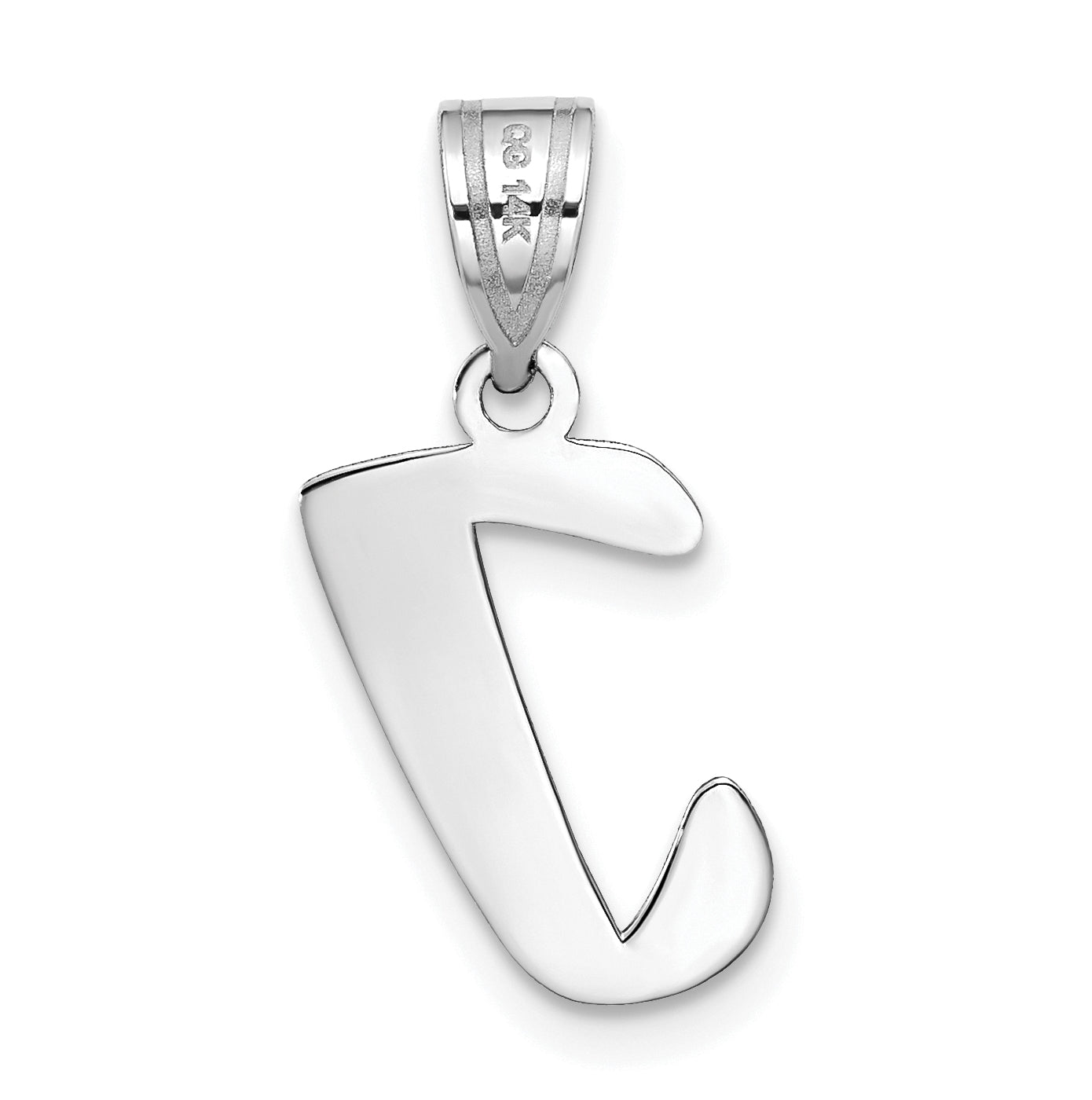 14K White Gold Polished Script Letter I Initial Pendant