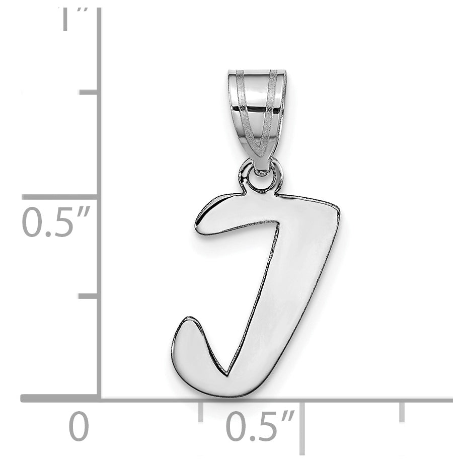 14K White Gold Polished Script Letter I Initial Pendant