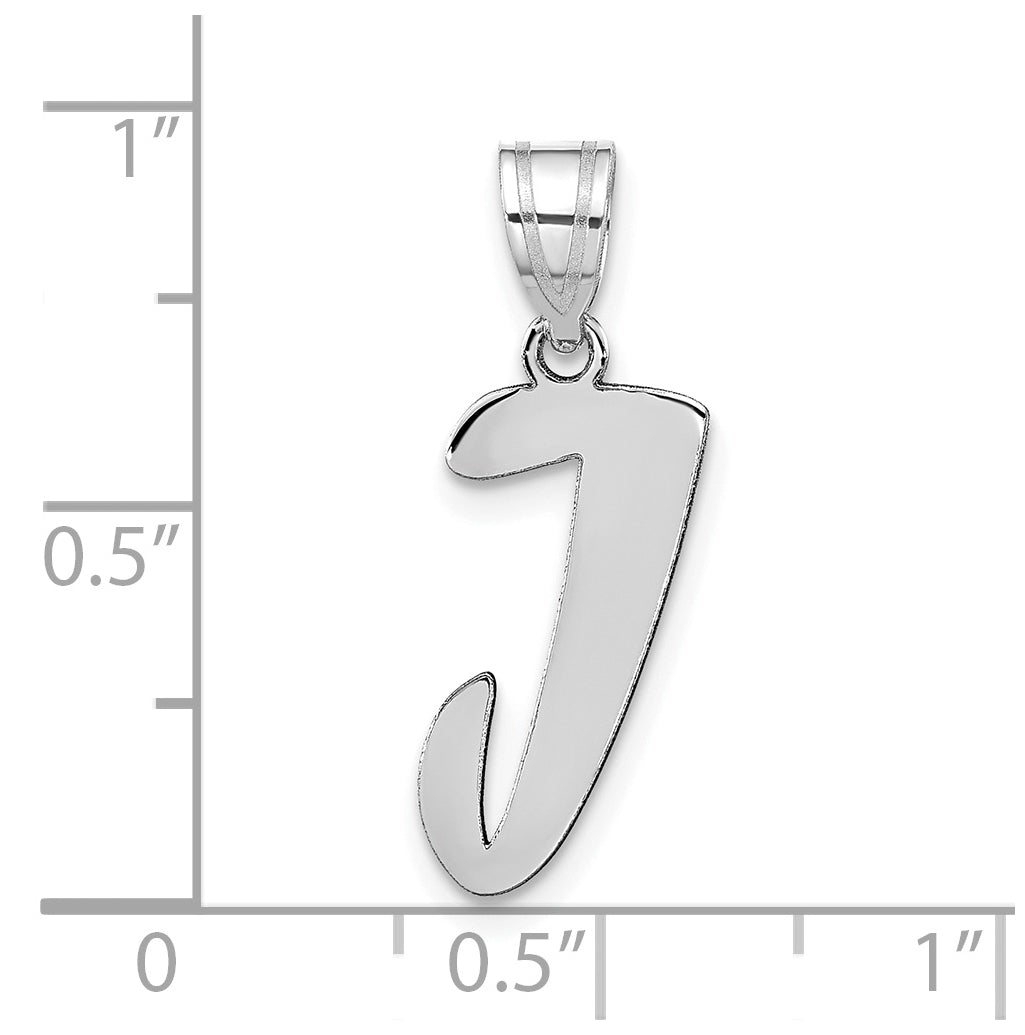 14K White Gold Polished Script Letter J Initial Pendant
