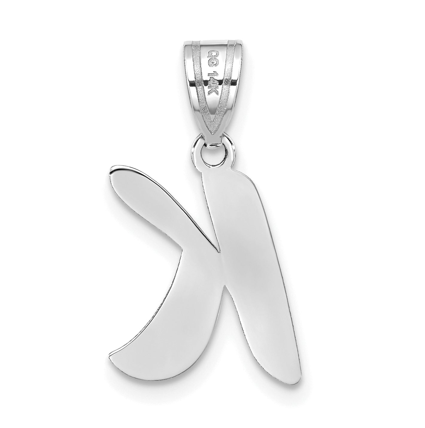 14K White Gold Polished Script Letter K Initial Pendant