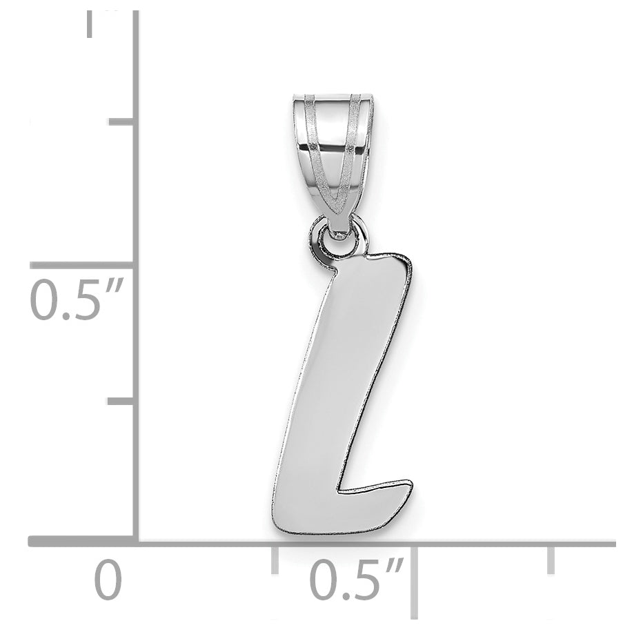 14K White Gold Polished Script Letter L Initial Pendant