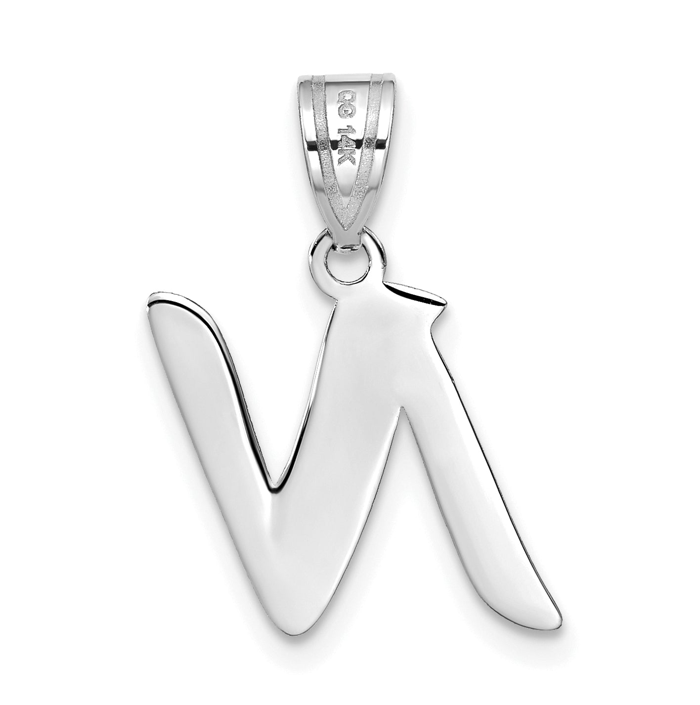 14K White Gold Polished Script Letter N Initial Pendant
