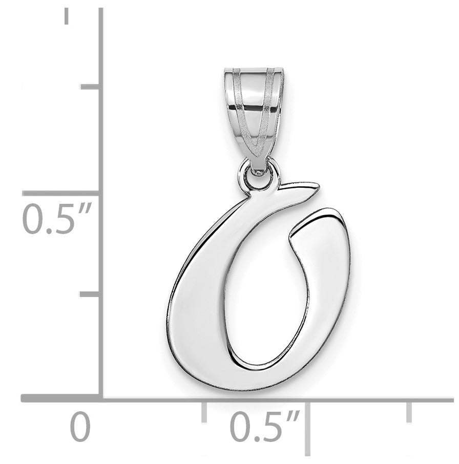 14K White Gold Polished Script Letter O Initial Pendant