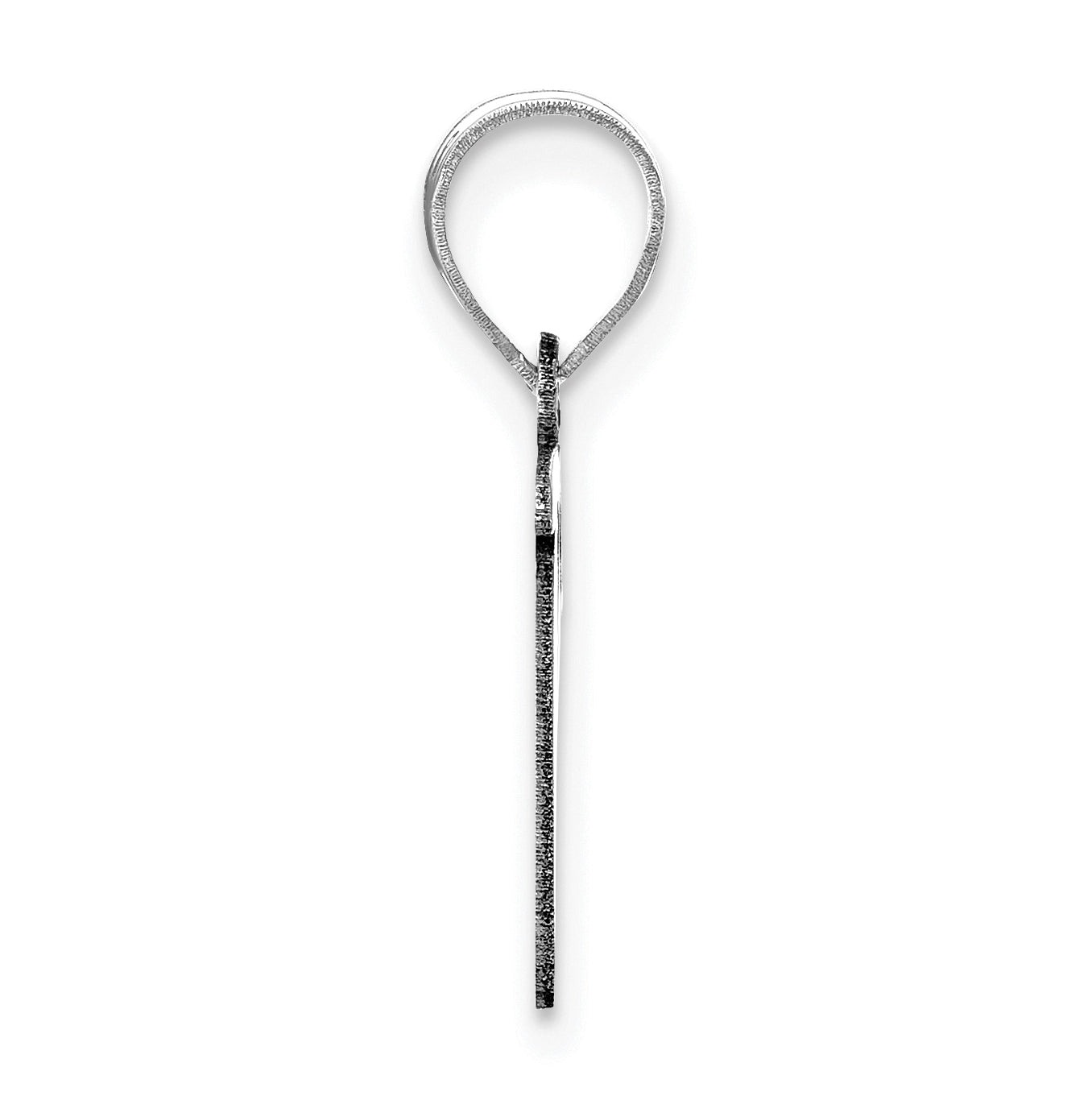 14K White Gold Polished Script Letter R Initial Pendant