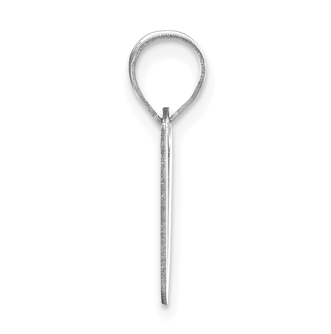 14K White Gold Polished Script Letter V Initial Pendant