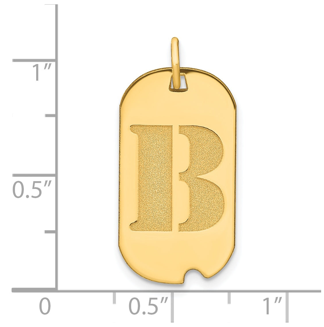 14K Yellow Gold Polished Letter B Initial Dog Tag Pendant