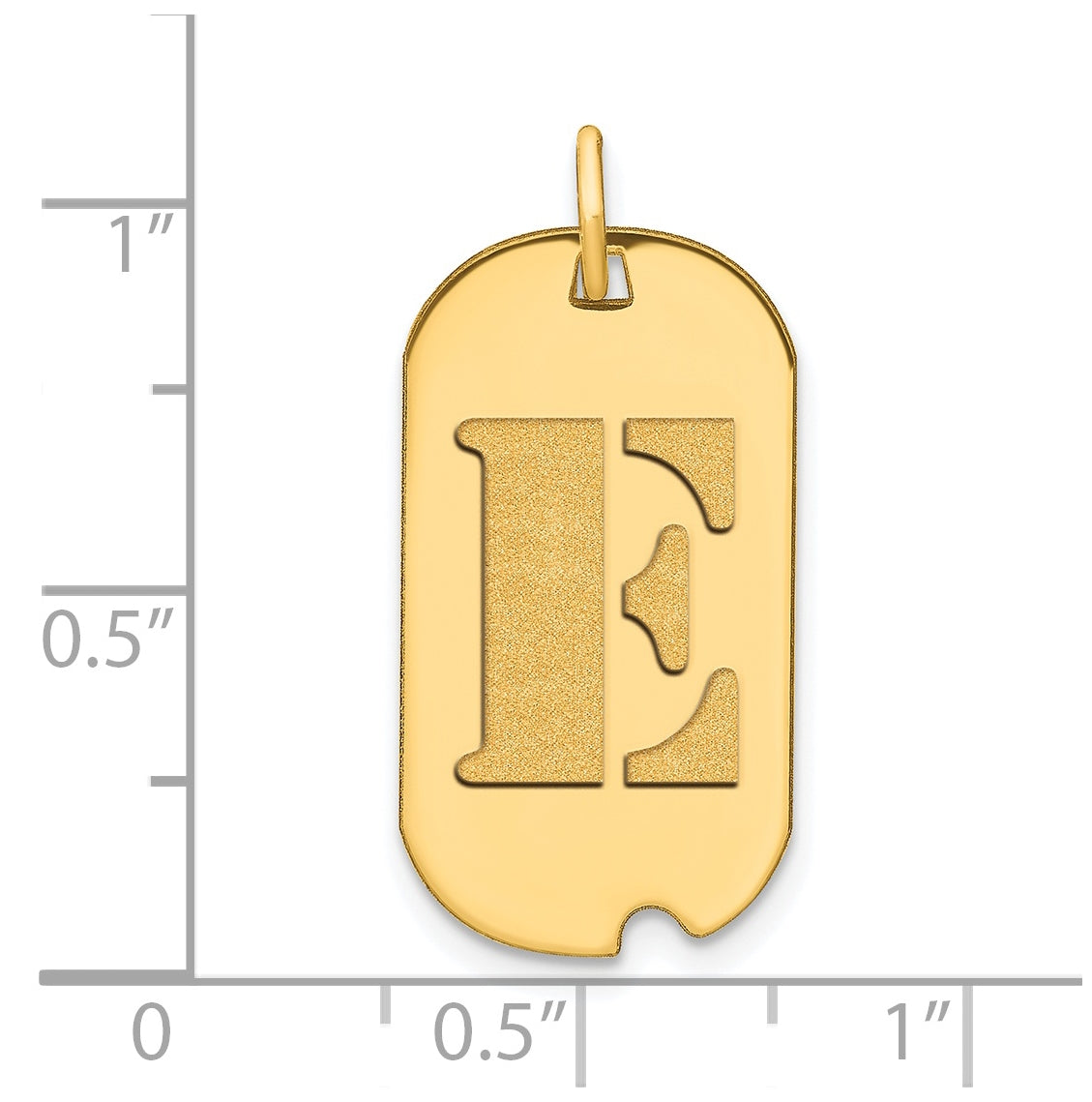 14K Yellow Gold Polished Letter E Initial Dog Tag Pendant