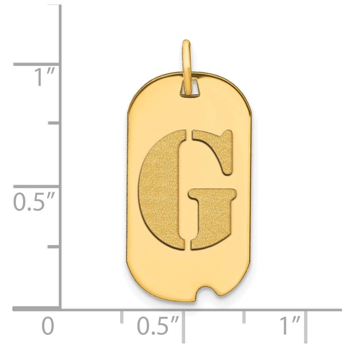 14K Yellow Gold Polished Letter G Initial Dog Tag Pendant