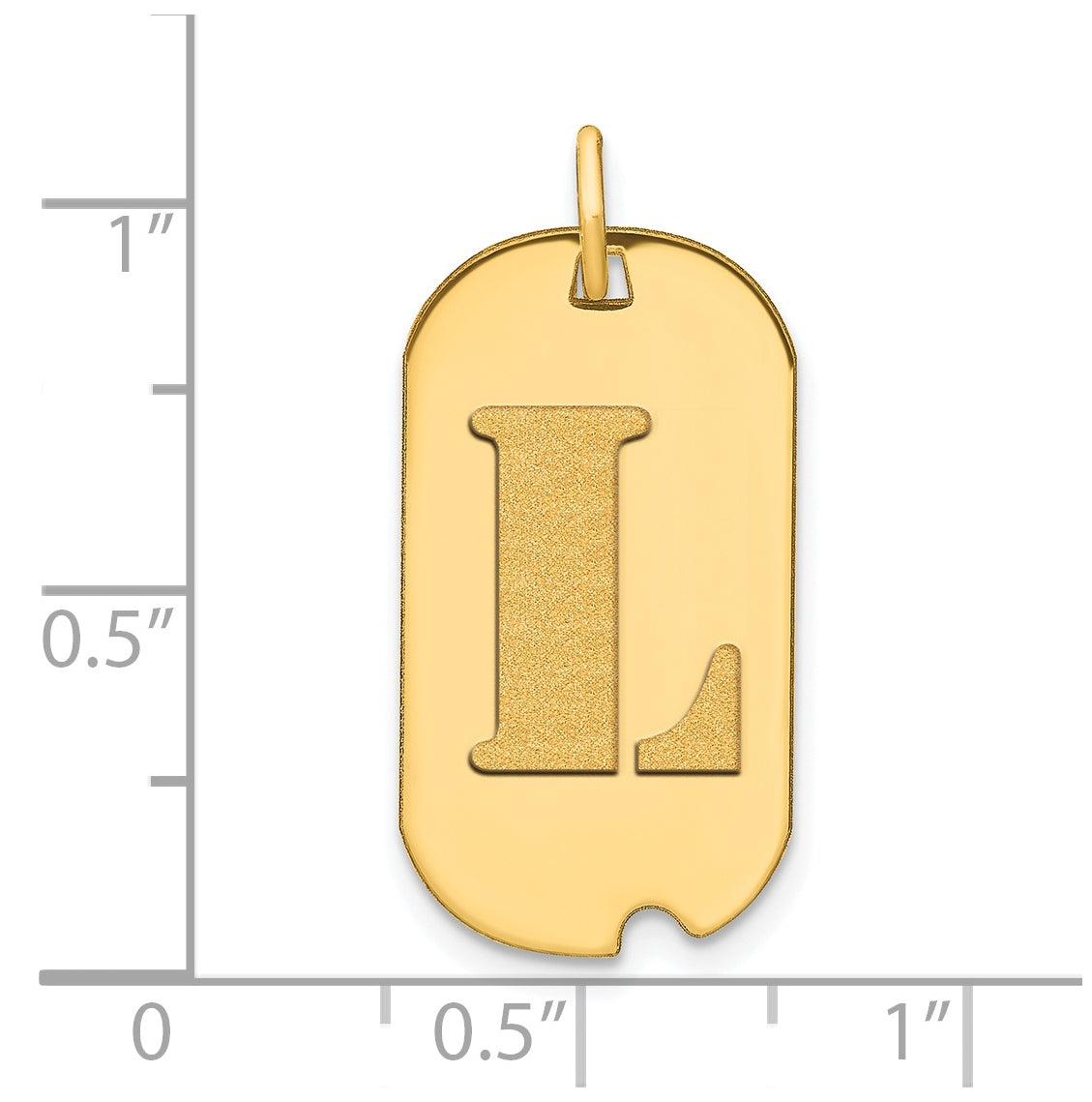 14K Yellow Gold Polished Letter L Initial Dog Tag Pendant