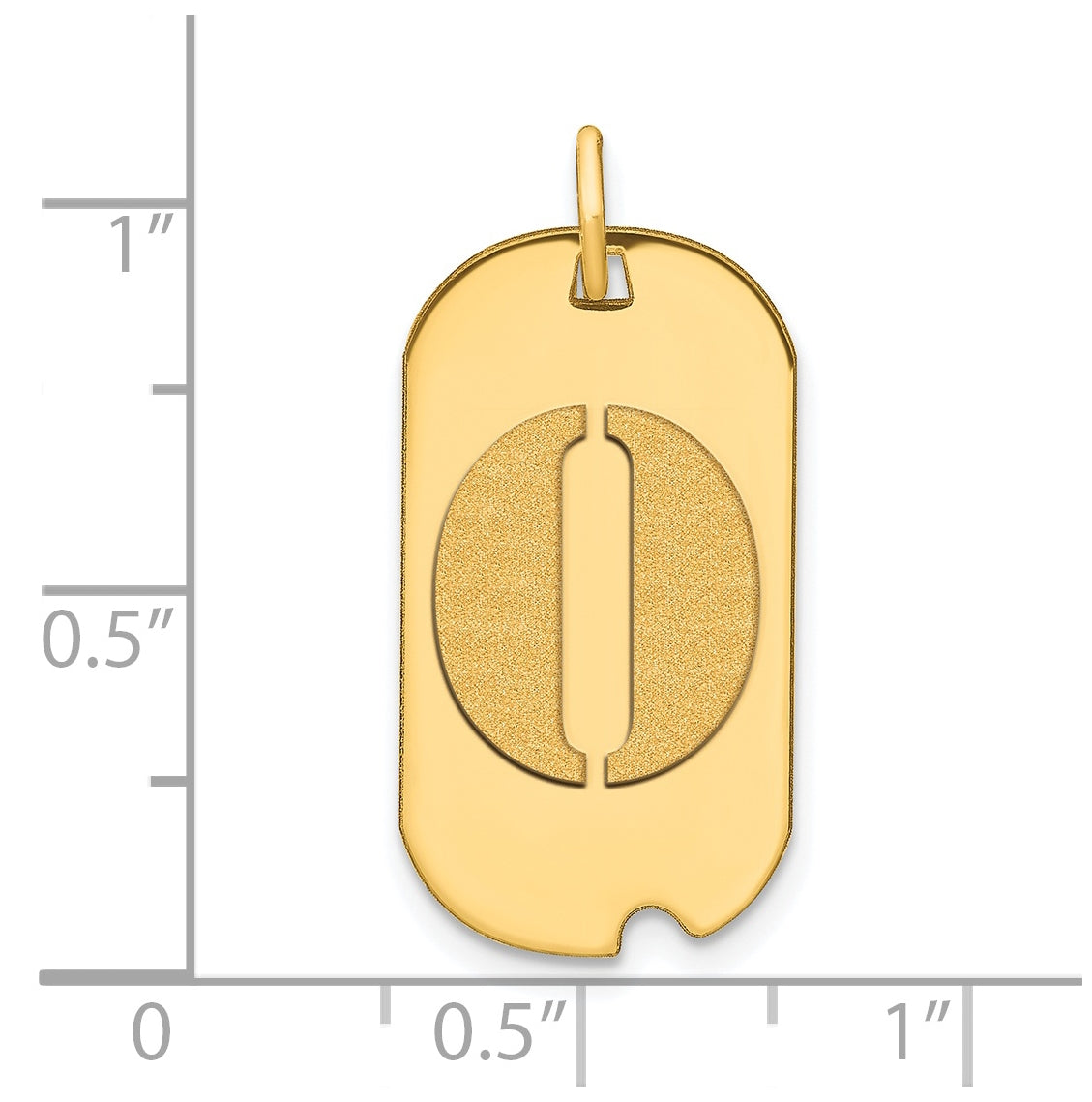 14K Yellow Gold Polished Letter O Initial Dog Tag Pendant