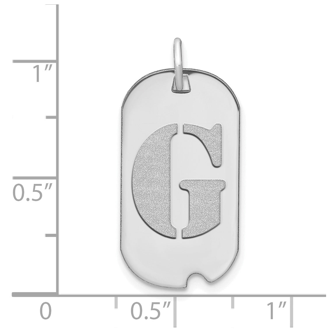 14K White Gold Polished Letter G Initial Dog Tag Pendant