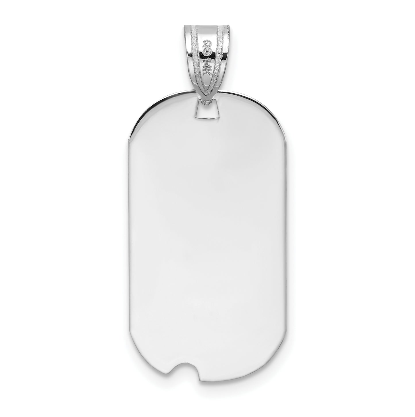 14K White Gold Polished Letter O Initial Dog Tag Pendant