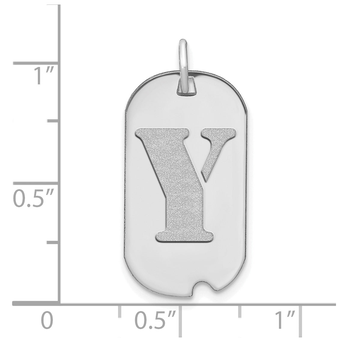 14K White Gold Polished Letter Y Initial Dog Tag Pendant