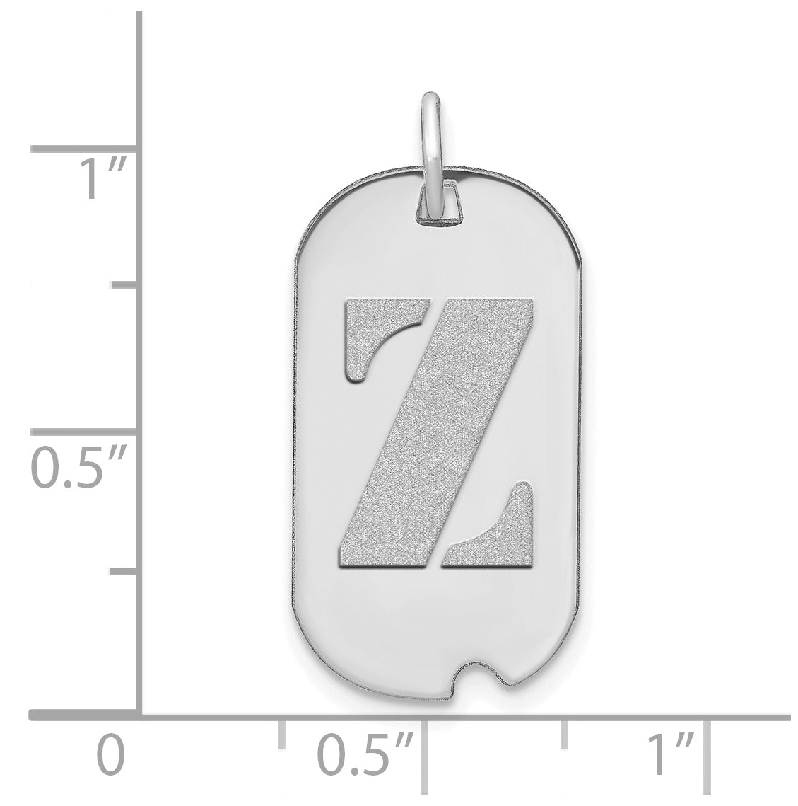 14K White Gold Polished Letter Z Initial Dog Tag Pendant