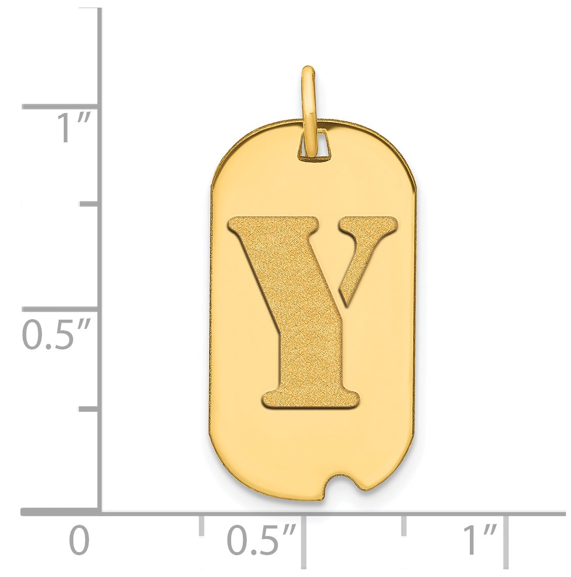 14K Yellow Gold Polished Letter Y Initial Dog Tag Pendant