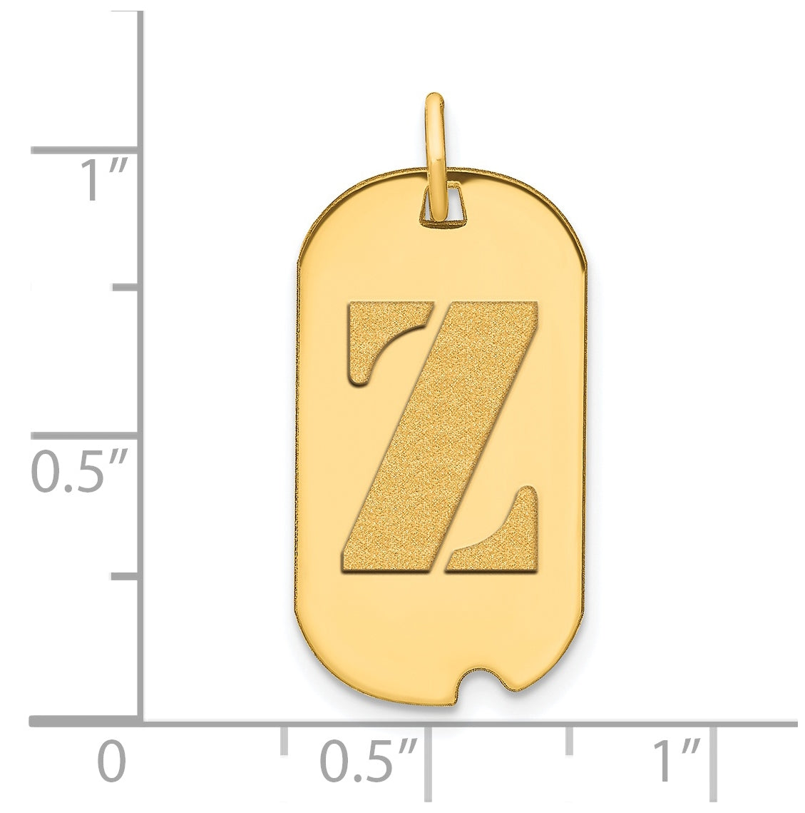 14K Yellow Gold Polished Letter Z Initial Dog Tag Pendant