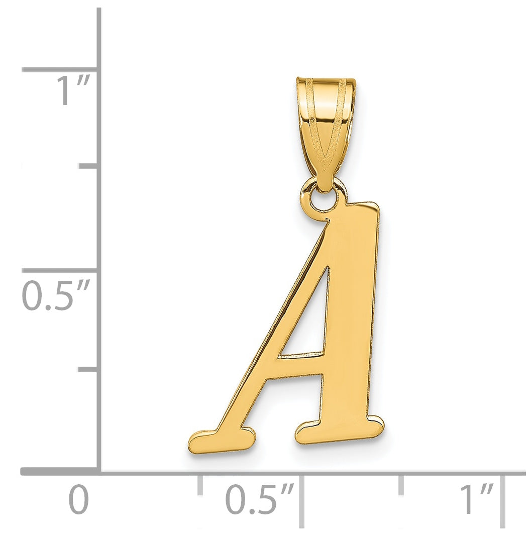 14K Yellow Gold Polished Letter A Initial Pendant