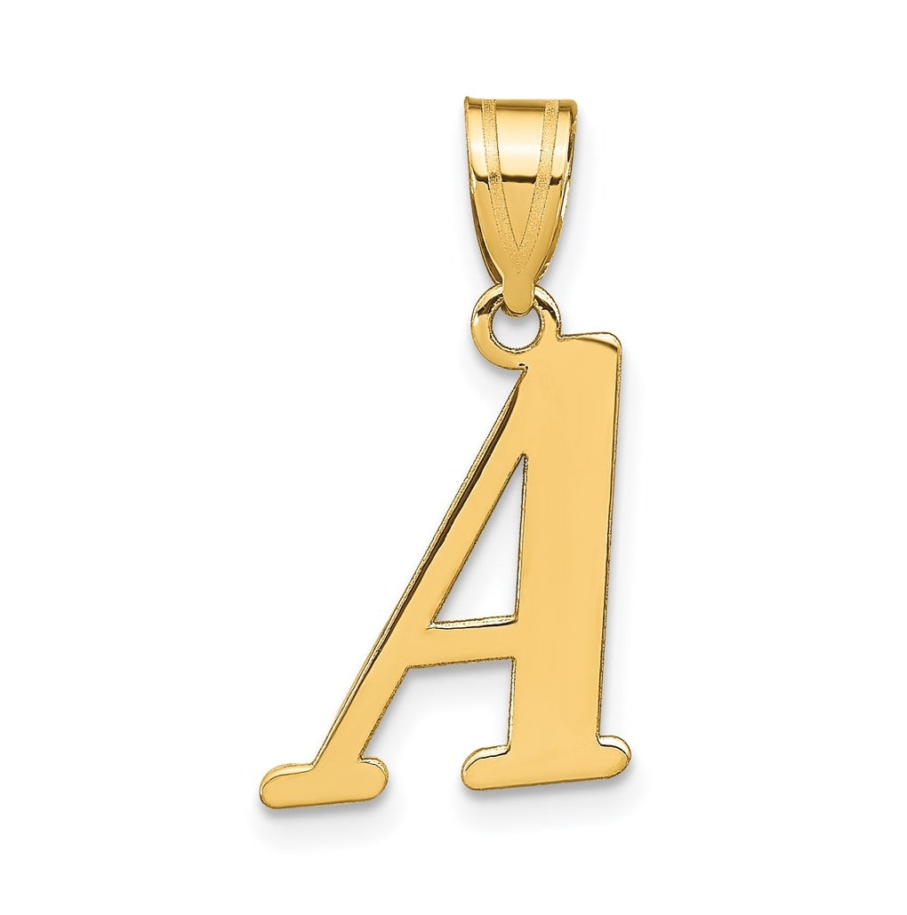 14K Yellow Gold Polished Letter A Initial Pendant