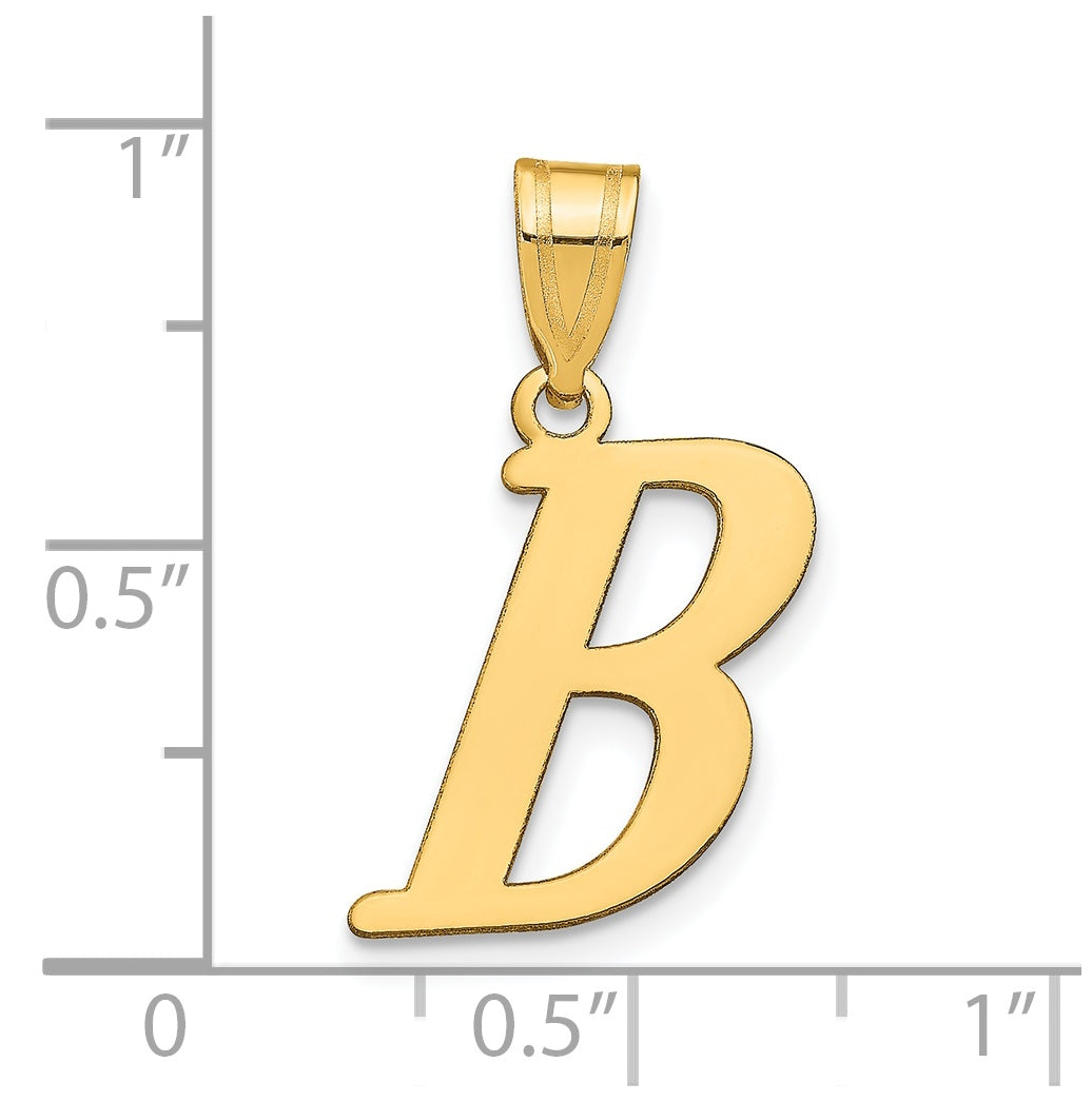 14K Yellow Gold Polished Letter B Initial Pendant