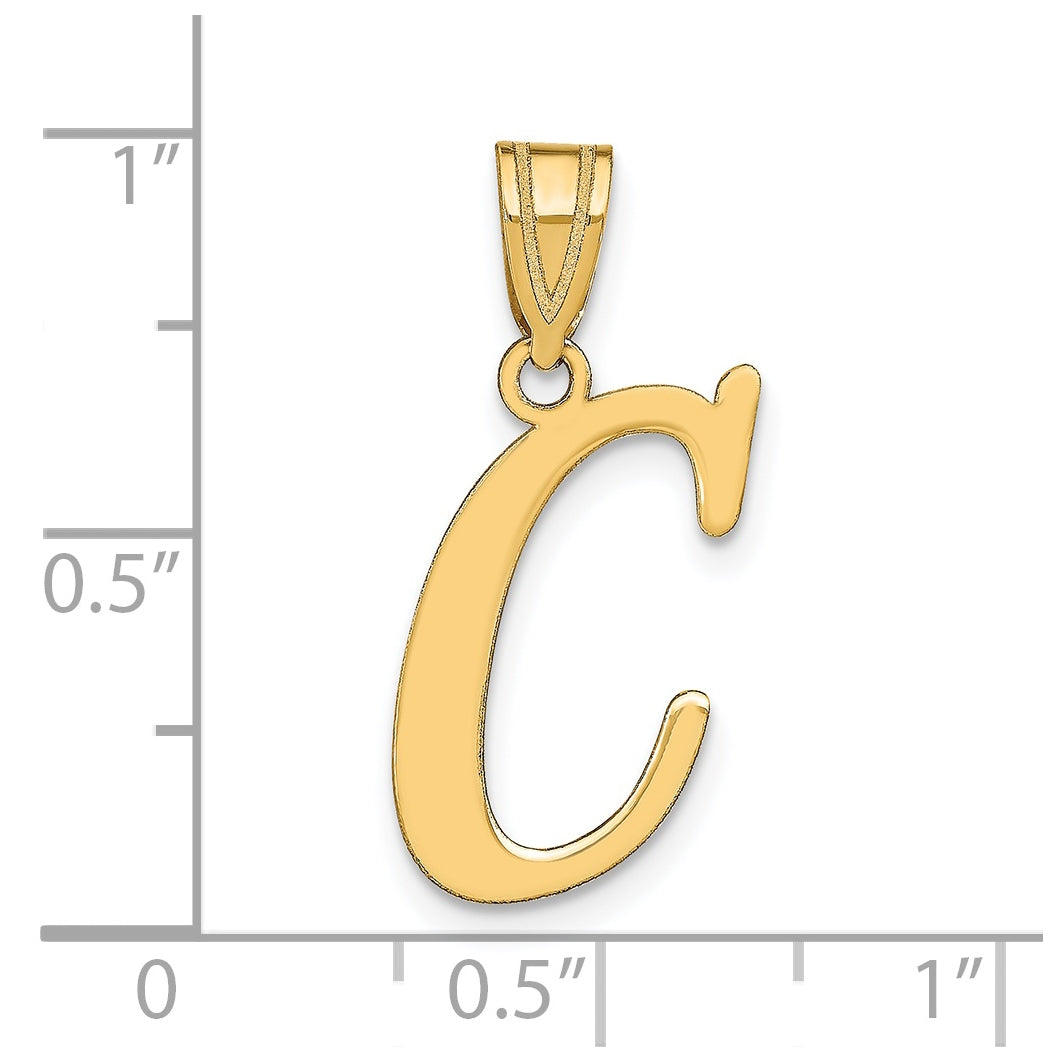 14K Yellow Gold Polished Letter C Initial Pendant