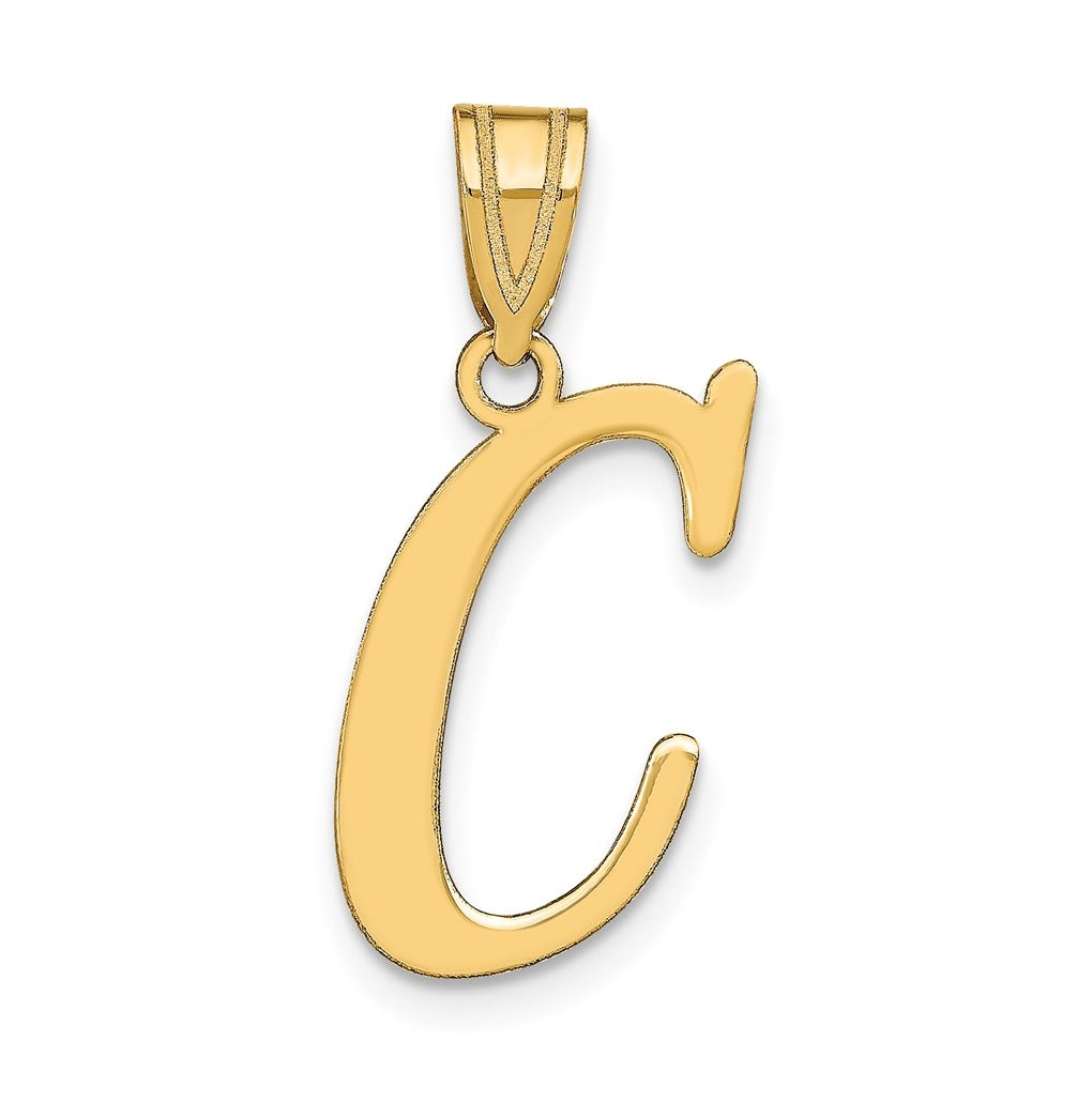 14K Yellow Gold Polished Letter C Initial Pendant