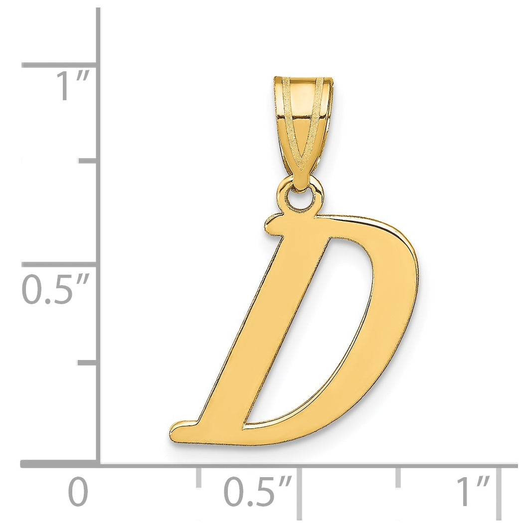14K Yellow Gold Polished Letter D Initial Pendant