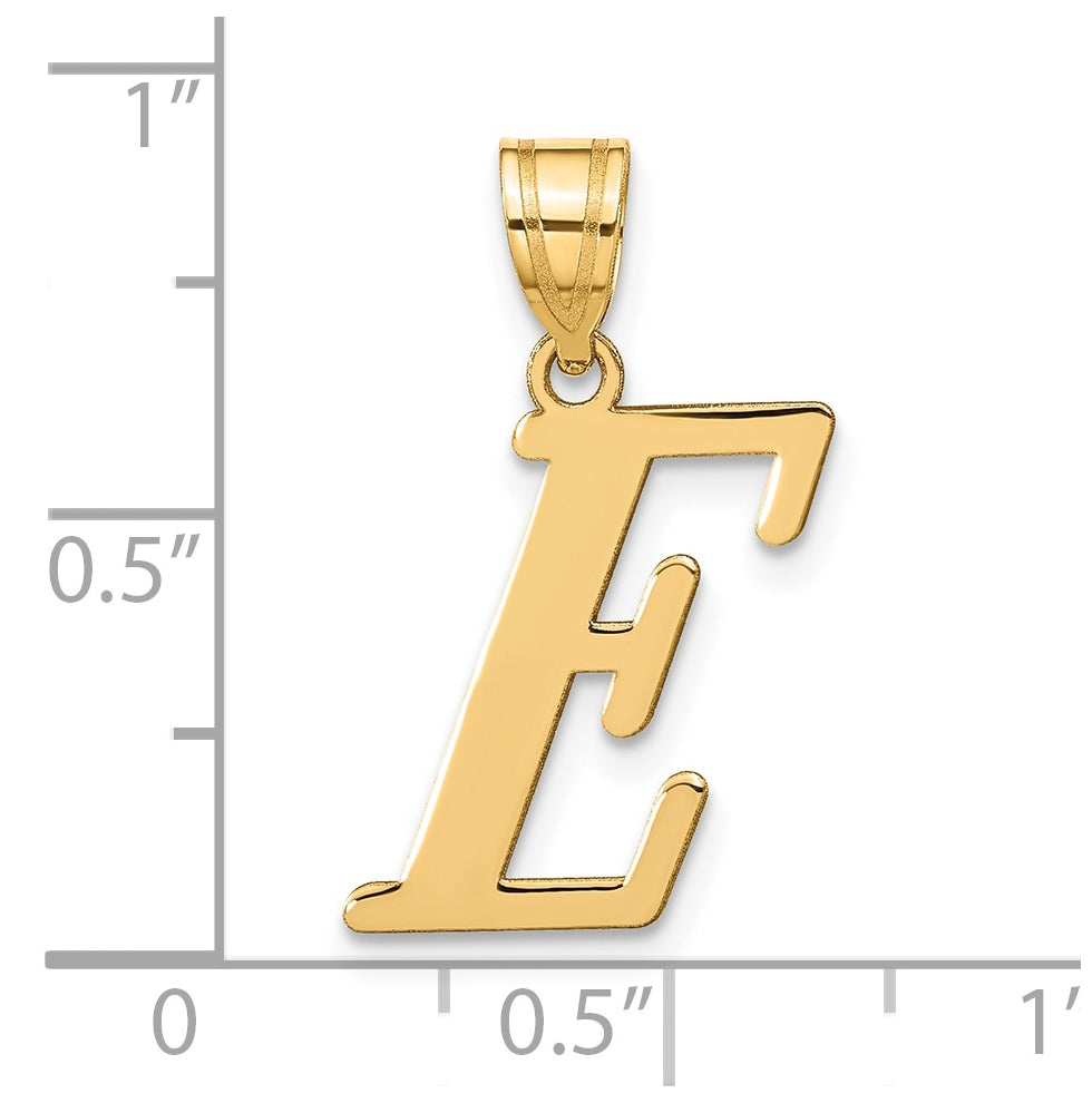 14K Yellow Gold Polished Letter E Initial Pendant